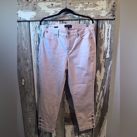 Talbots Flawless Five Point Pocket Light Pink Ankle Jeans Size 10 Bottom Buttons - Picture 2 of 6